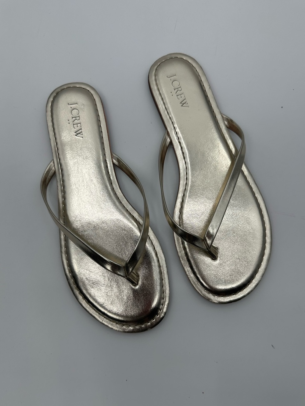 J.Crew Gold Flip Flop Thong Sandals size 9